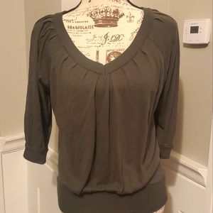 Dark Green Vintage V Neck Charlotte Russe Sweater, Medium, 3/4 sleeve.